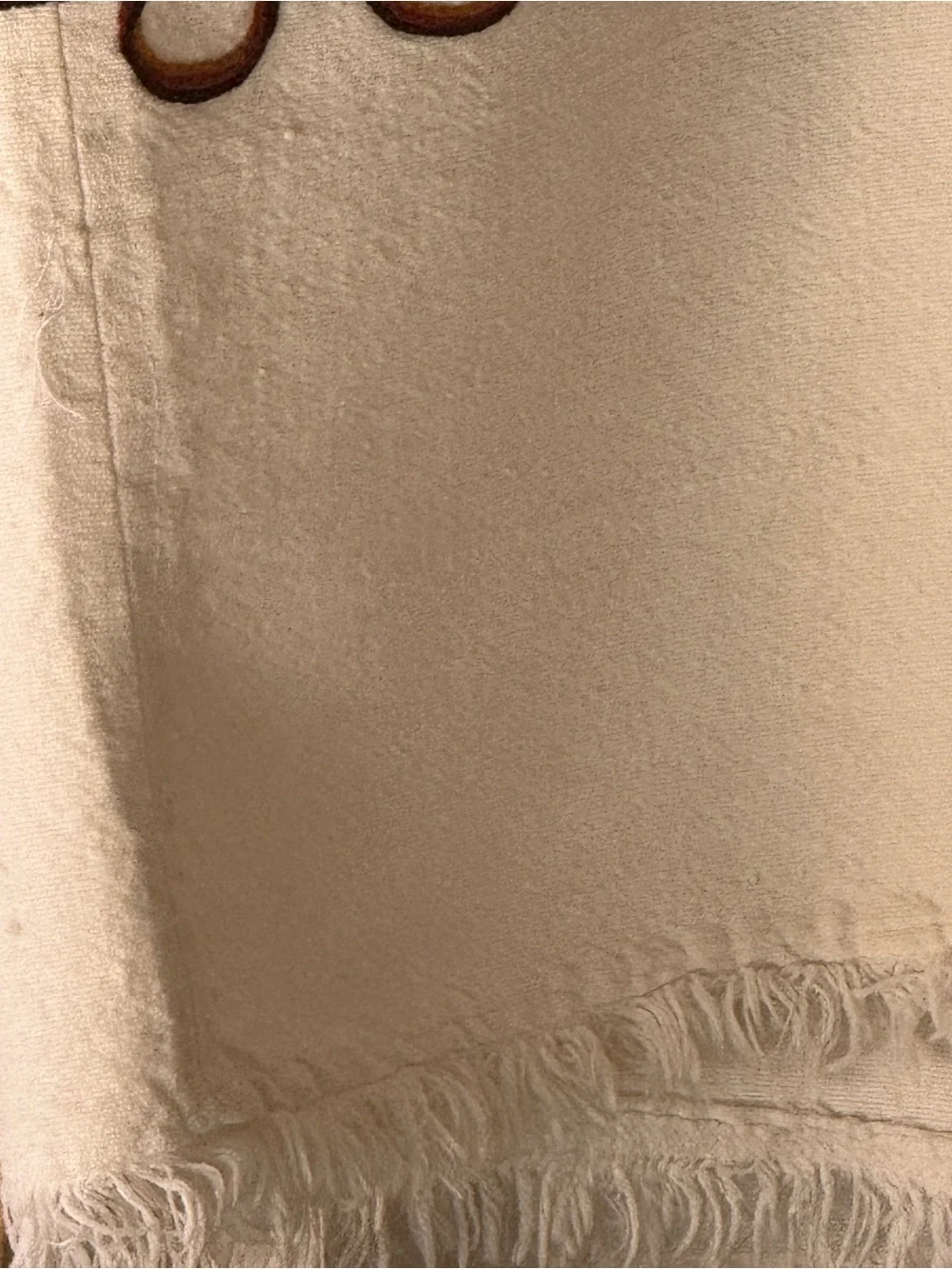 traditional white Ethiopian handwoven cotton blanket brown embroidered crosses